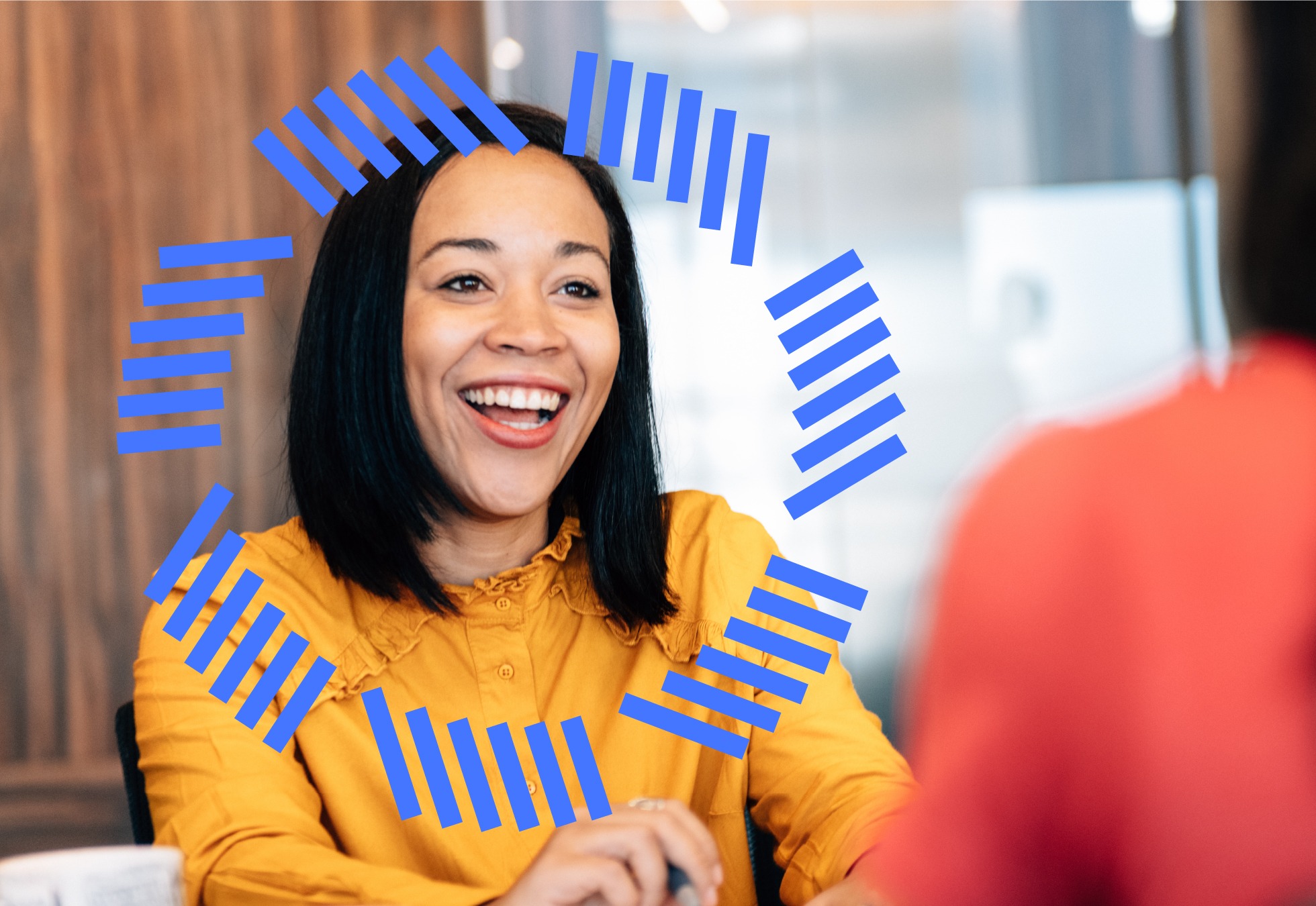 Woman smiling during conversation