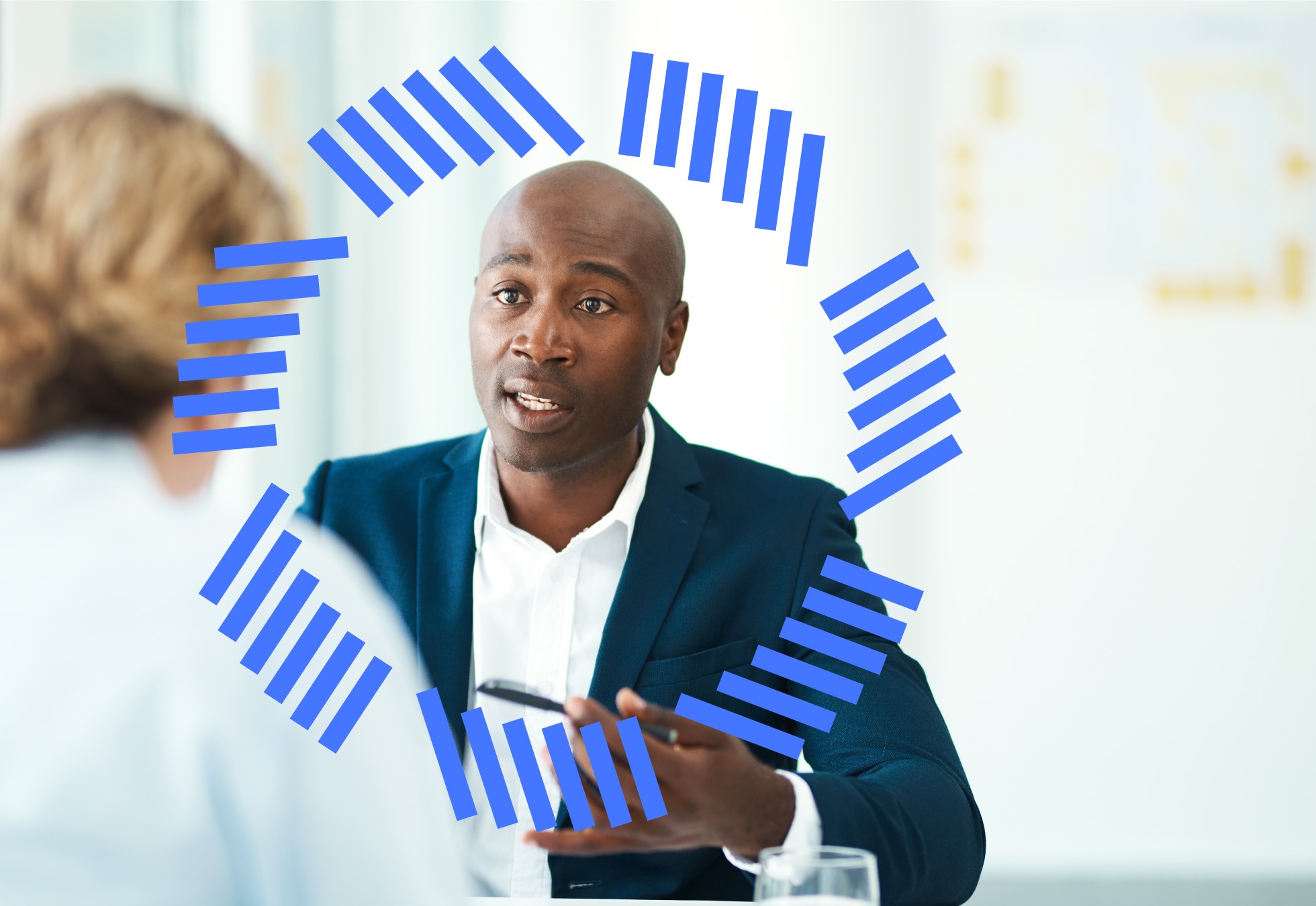 African American Man in business meeting talking